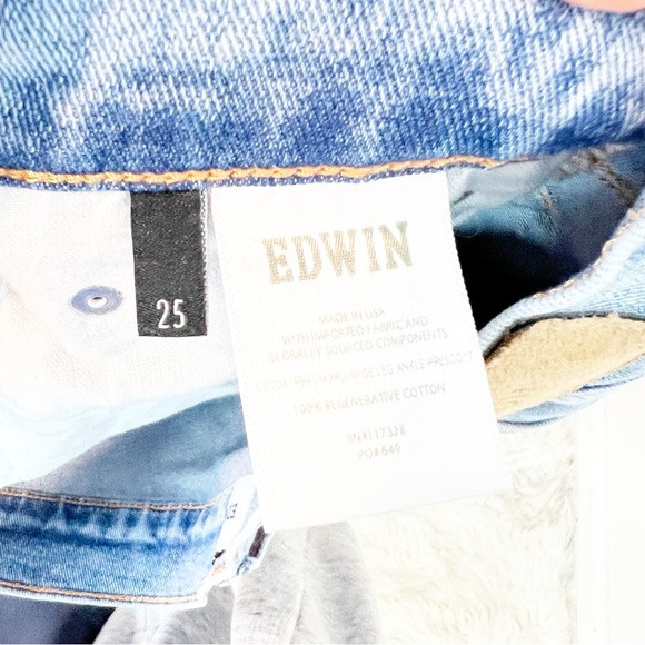 EDWIN HIGH RISE WIDE LEG RELEASED HEM JEANS WOMENS SZ 25 - Picture 4 of 4